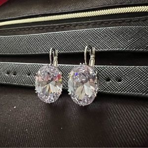 NWT Large Oval Cut CZ Solitaire Drop Earrings in Original Packaging